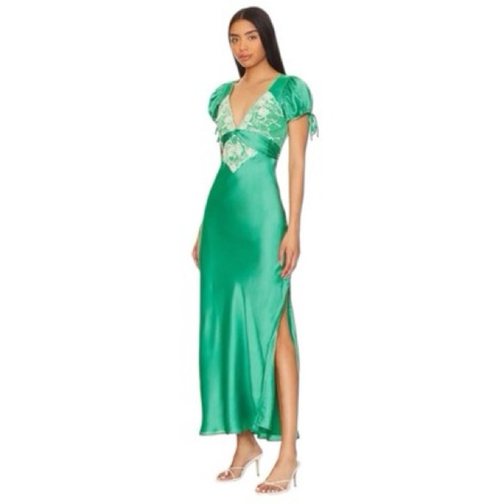 Free people green silk maxi dress